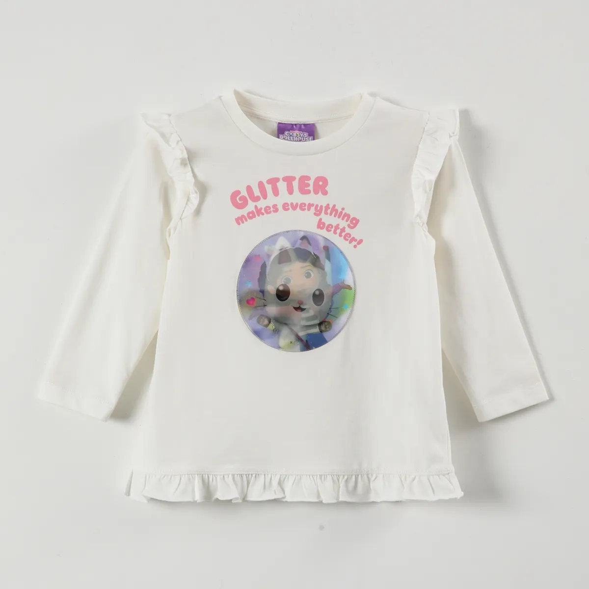 LA CASA DE GABBY - Polera Manga Larga Niña Glitter Makes Beige Gabby Doll House