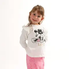 DISNEY - Polera Manga Larga Niña Minnie The Love Beige Minnie