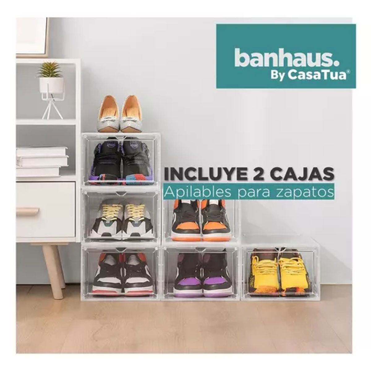 GENERICO - Caja Organizadora De Zapatos Set X2 Banhaus Apilable Premium
