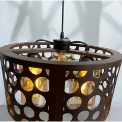 GENERICO - LAMPARA COLGANTE TRIPLE MADERA CON VIDRIOS COLOR AMBAR MODERNA