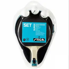 STIGA - SET TENIS DE MESA SUPER 1 PALETA - 3PELOTAS - 1 CUBRE