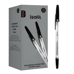 ISOFIT - Boligrafo Lapiz Pasta 08Mm Punta Fina Color Negro
