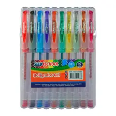 SELLOFFICE - Set Boligrafos Sellogel 10 Unidades Colores Brillantes