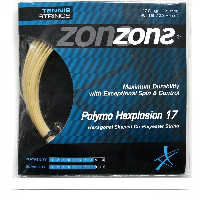 ZONS - CUERDA DE TENIS ZONS POLYMO HEXPLOSION 17L/1.23MM AMBAR 12 M