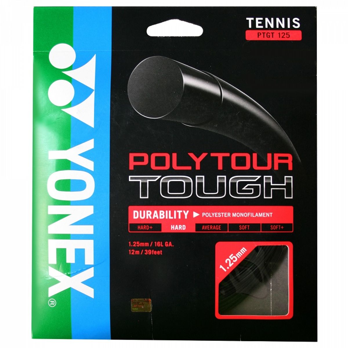 YONEX - CUERDA DE TENIS YONEX POLY TOUR TOUGH 16L/1.25MM NEGRA 12 MT
