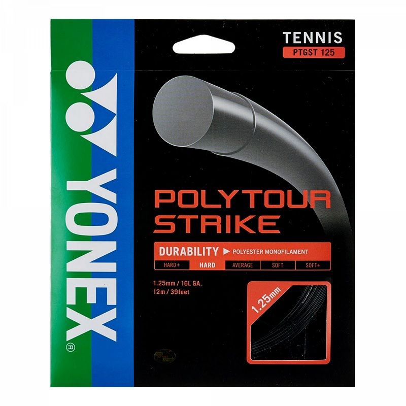 YONEX - CUERDA DE TENIS YONEX POLY TOUR STRIKE 16L/1.25MM NEGRA 12 M