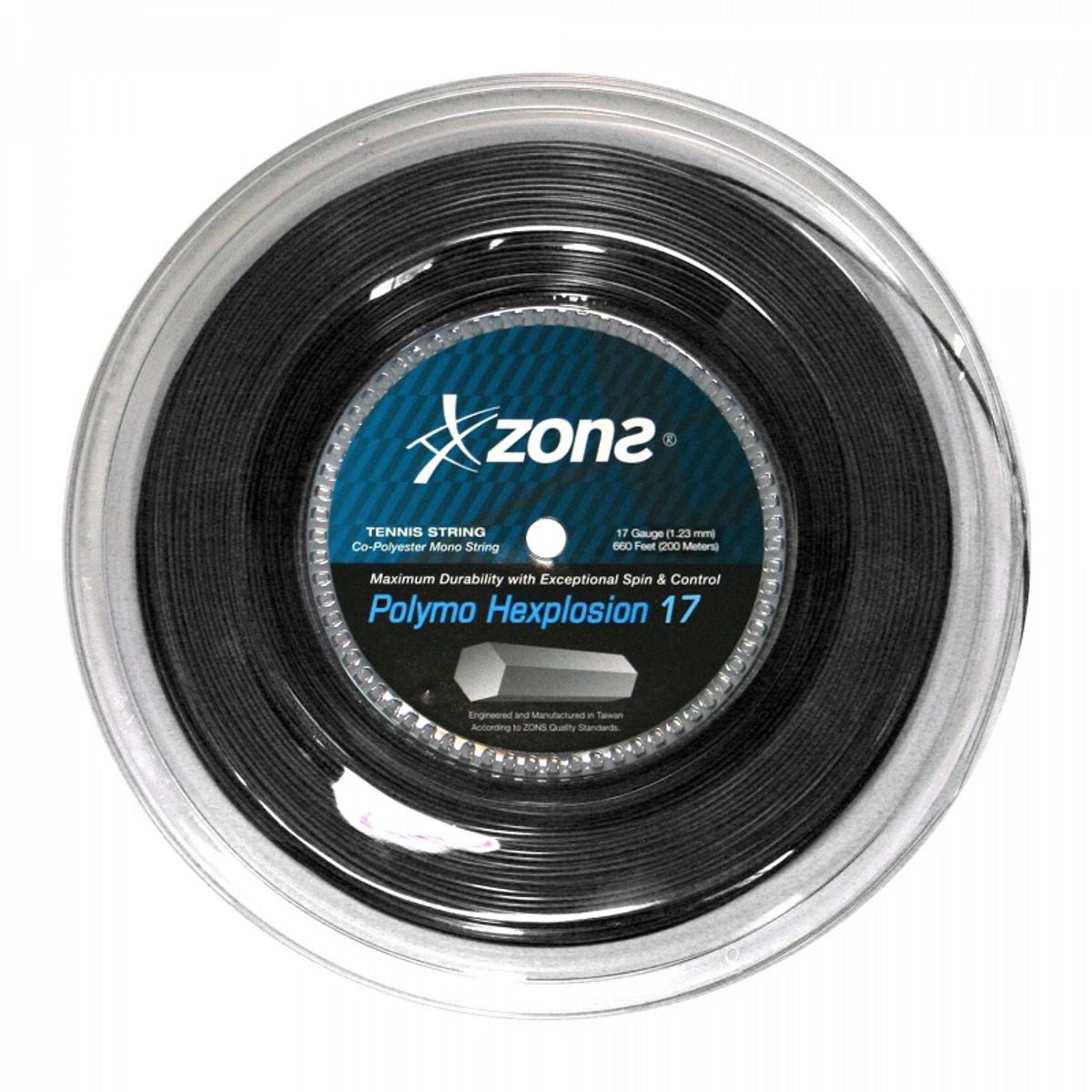 ZONS - CUERDA DE TENIS ZONS POLYMO HEXPLOSION 17L/1.23MM NEGRA 200