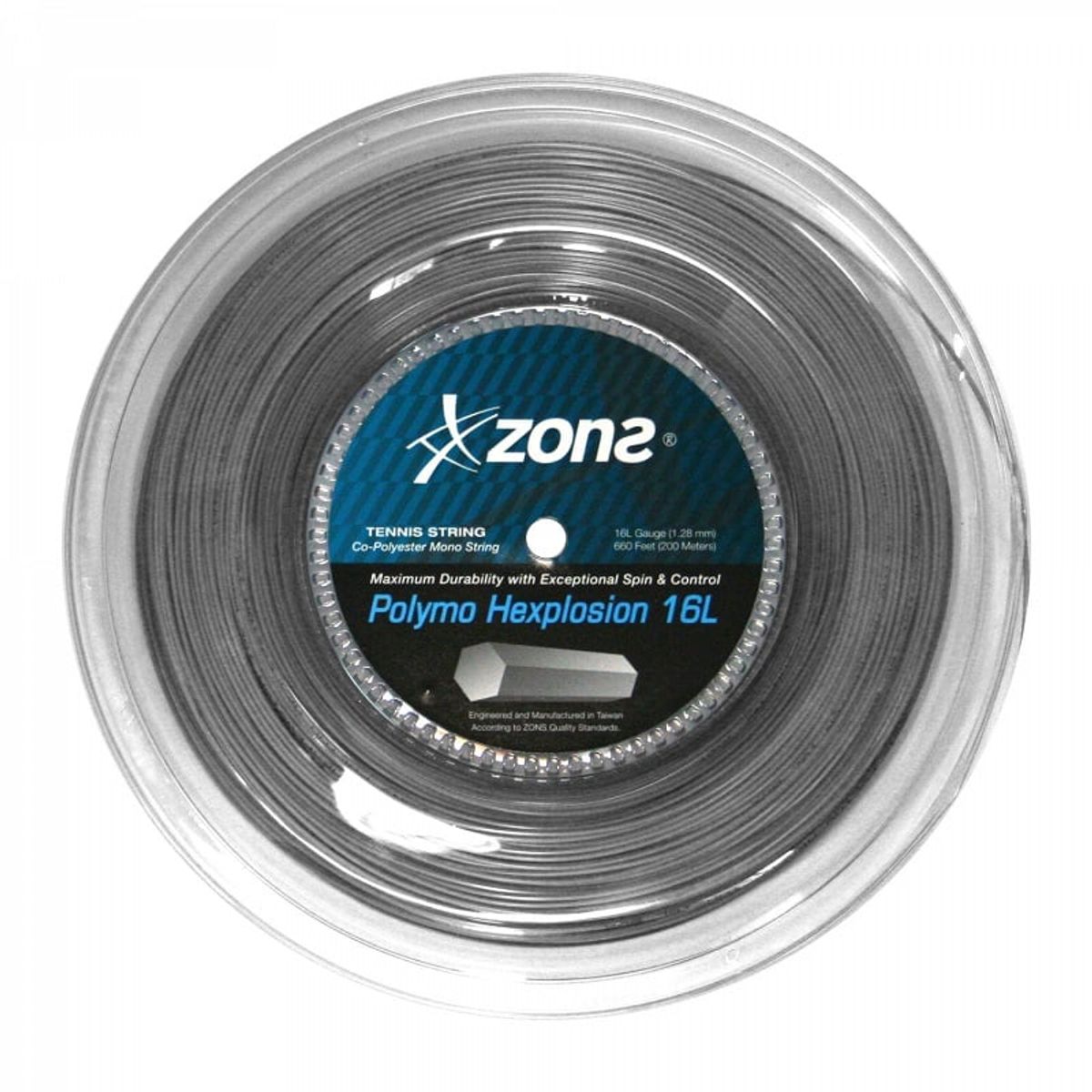 ZONS - CUERDA TENIS ZONS POLYMO HEXPLOSION 16L/1.28MM PLATA 120 MT.