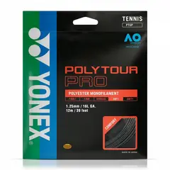YONEX - CUERDA DE TENIS POLYTOUR PRO 16L/1.25MM BLACK 12 MTS.