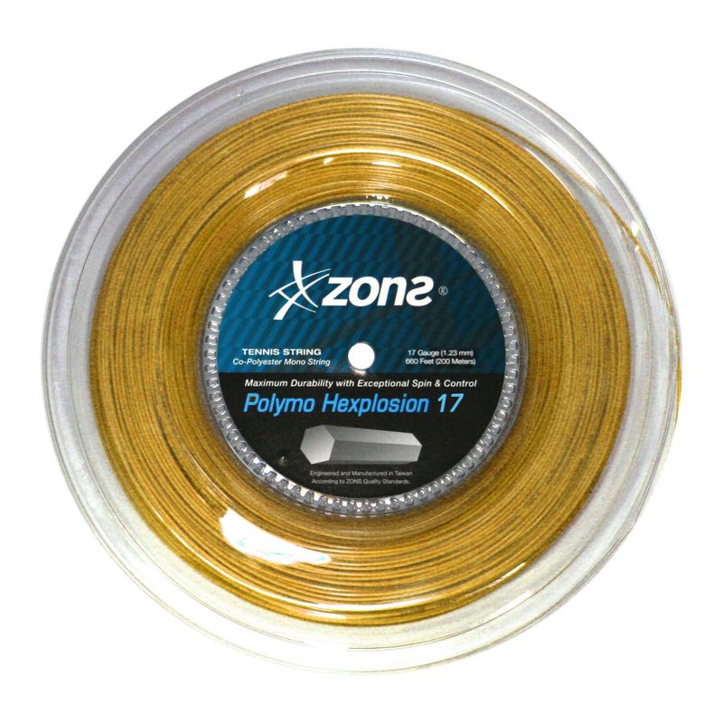 ZONS - CUERDA DE TENIS ZONS POLYMO HEXPLOSION 17/1.23MM GOLD 200 MT