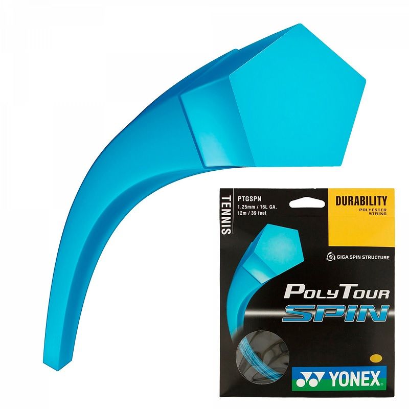 YONEX - CUERDA DE TENIS YONEX POLY TOUR SPIN 16L/1.25MM AZUL 12 MTS.