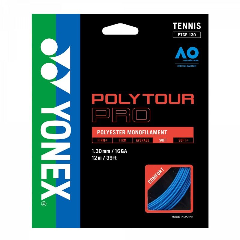 YONEX - CUERDA DE TENIS YONEX POLY TOUR PRO 16L/1.30MM AZUL 12 MTS.