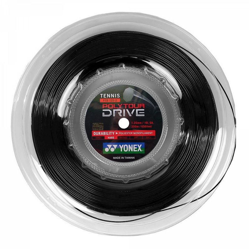 YONEX - CUERDA DE TENIS YONEX POLY TOUR DRIVE 16L/1.25MM NEGRA 200 M