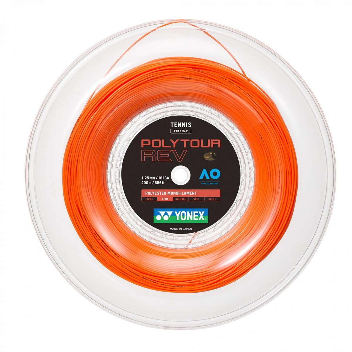 YONEX - CUERDA DE TENIS YONEX POLYTOUR REV 16L/1.25 NARANJA 200 MTS.