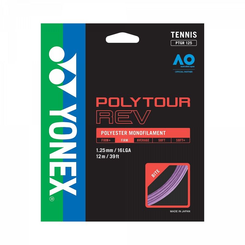 YONEX - CUERDA DE TENIS YONEX POLY TOUR REV 16L/1.25MM PURPURA 12 MT