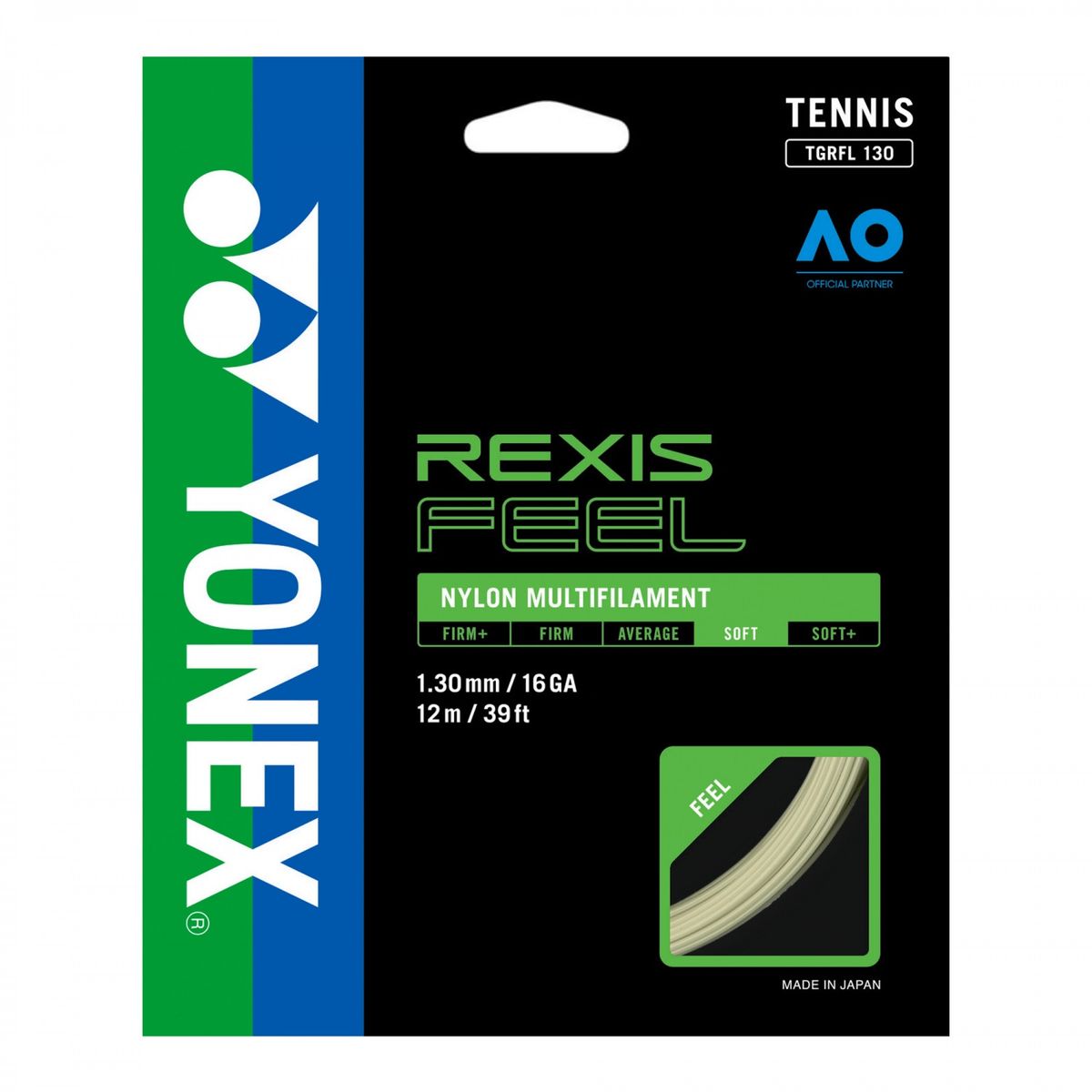 YONEX - CUERDA DE TENIS YONEX REXIS FEEL 16L/1.30MM NATURAL 12 MTS.