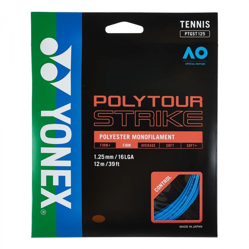 YONEX - CUERDA DE TENIS YONEX POLY TOUR STRIKE 16L/1.25MM AZUL 12 MT
