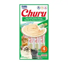 INABA - SNACK CHURU GATO TUNA Y CHICKEN 4 TUBOS