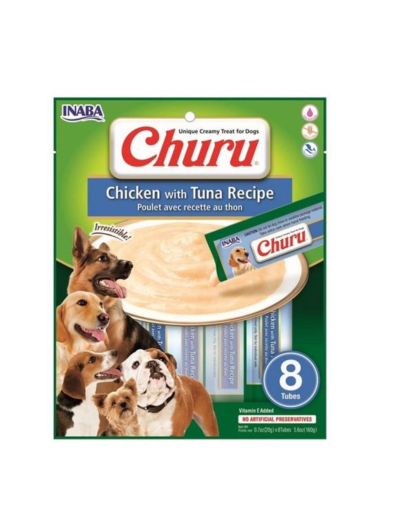 SNACK CHURU PERRO CHICKEN / TUNA 20GR - 8 TUBOS