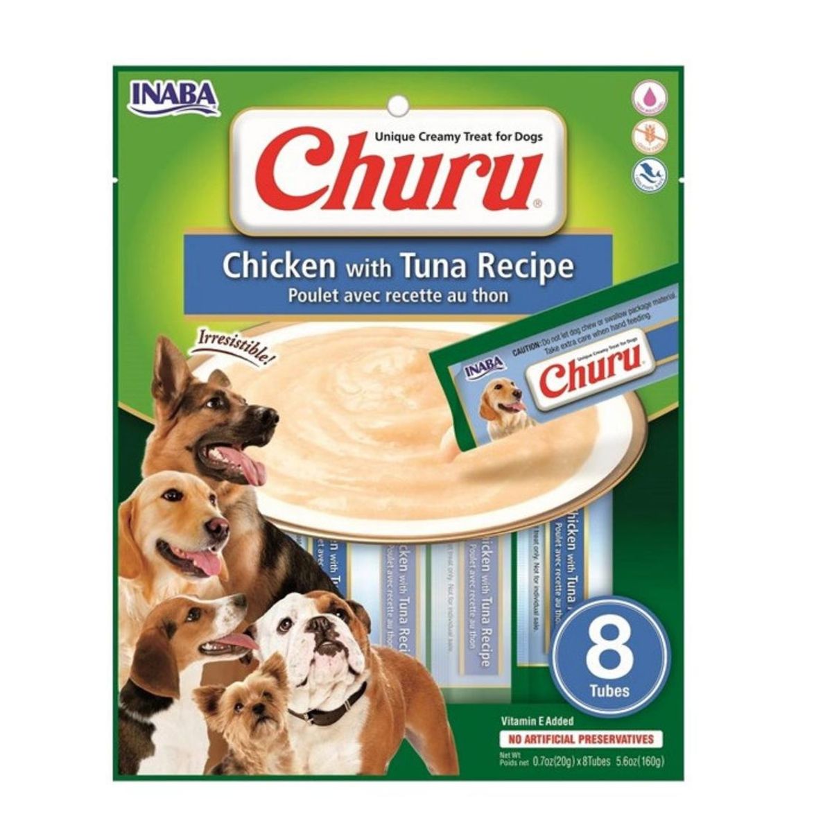 INABA - SNACK CHURU PERRO CHICKEN / TUNA 20GR - 8 TUBOS