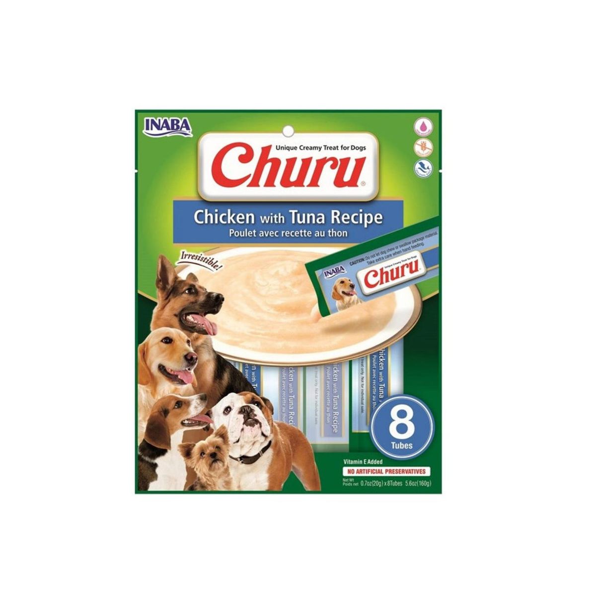 INABA - SNACK CHURU PERRO CHICKEN / TUNA 20GR - 8 TUBOS