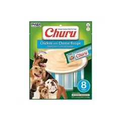INABA - SNACK CHURU PERRO CHICKEN CHEESE 20GR - 8 TUBOS
