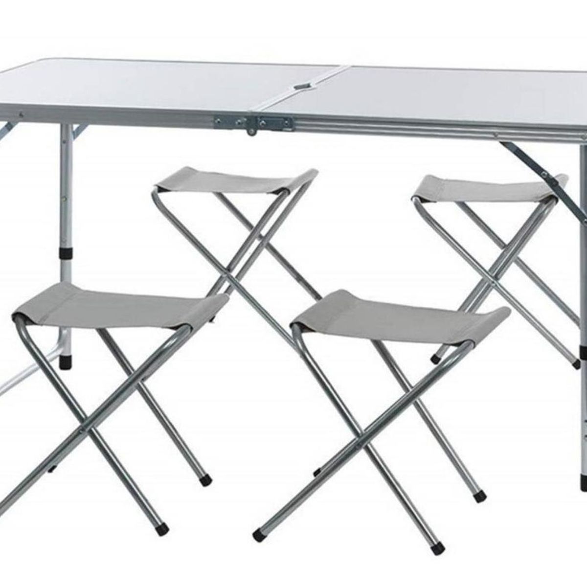 IMPORTCLICK - Mesa Camping Plegable Simple 120x60 CM 4 Sillas - Gris
