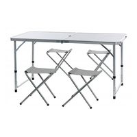 Mesa Camping Plegable Simple 120x60 CM 4 Sillas - Gris