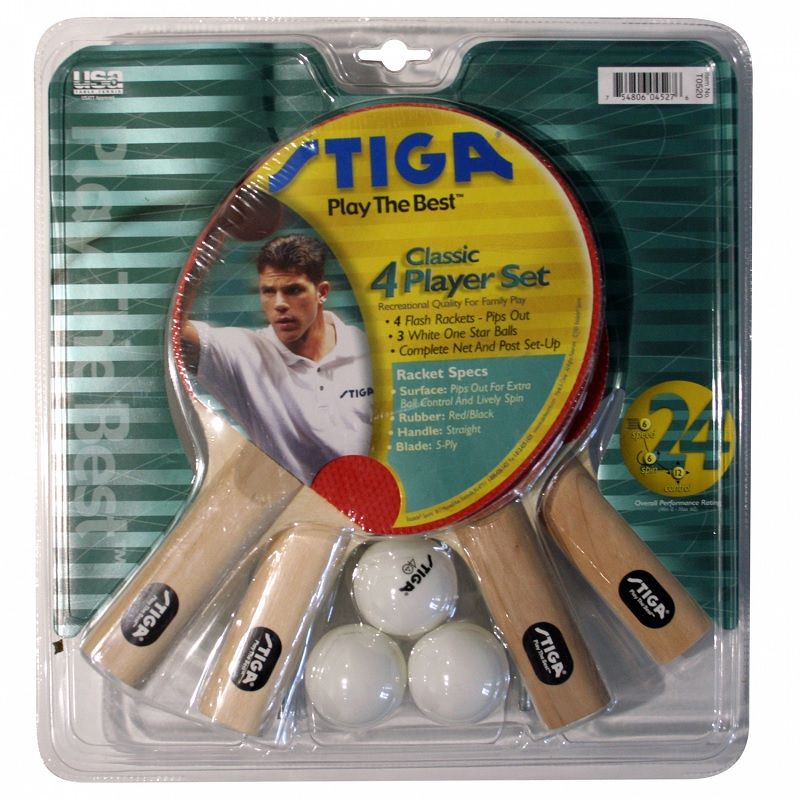 STIGA - SET TENIS DE MESA STIGA CLASSIC 4 PALETAS - 3 PELOTAS - 1 RE