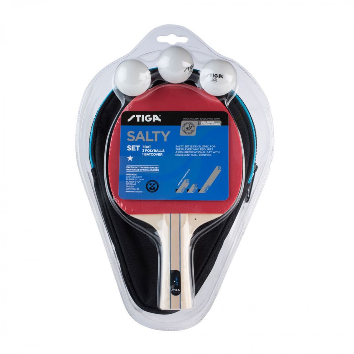 STIGA - SET TENIS DE MESA STIGA SALTY 1 ESTRELLA PALETA + FUNDA + 3