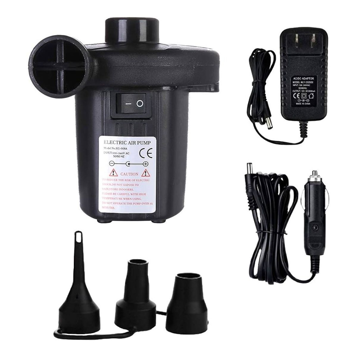 OEM - Inflador De Aire Portátil Eléctrico 220-12v 3 Boquillas XG-668A