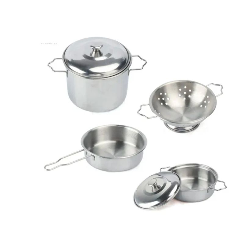 SPACEZAT - Set Ollas Y Utensilios Cocina Infantil Acero Inox