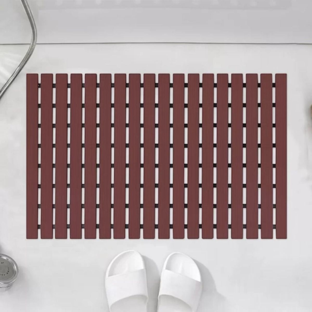 QRUBBER - Mat Piso PVC Spa y Zonas Húmedas 61 cm x 13 mts Café Qrubber