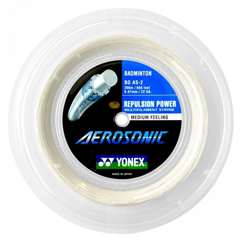 YONEX - CUERDA DE BADMINTON YONEX AEROSONIC BGAS 22L/0.61MM BLANCA 2