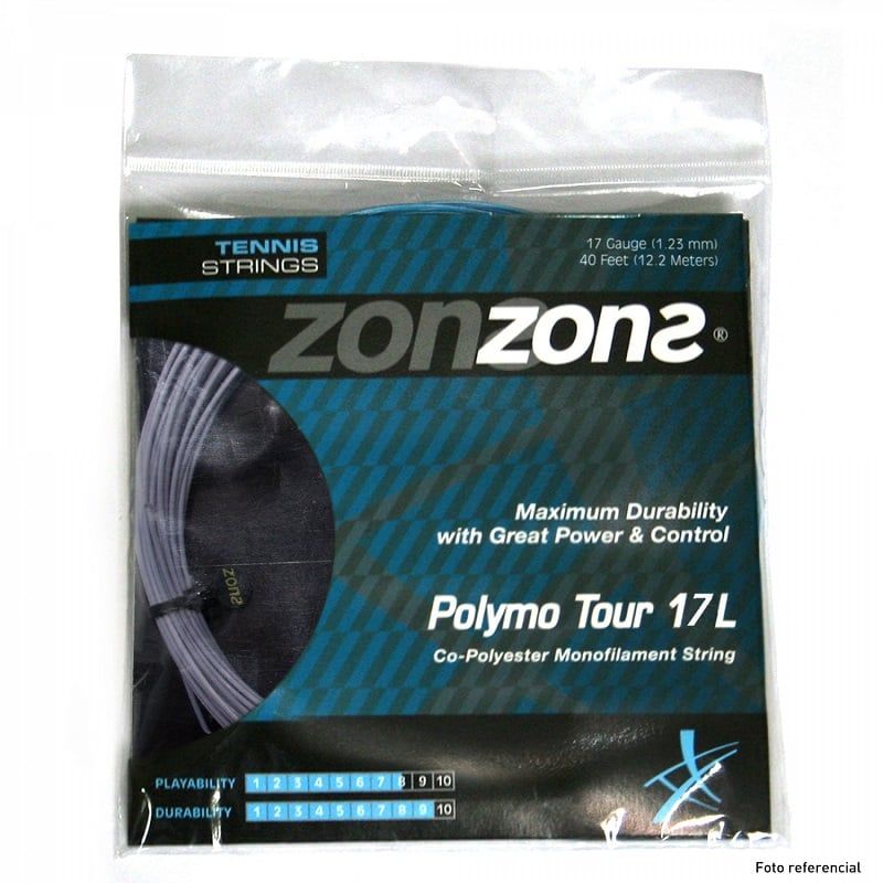 ZONS - CUERDA DE TENIS ZONS POLYMO TOUR 17L/1.23MM PLATA 12 MTS.