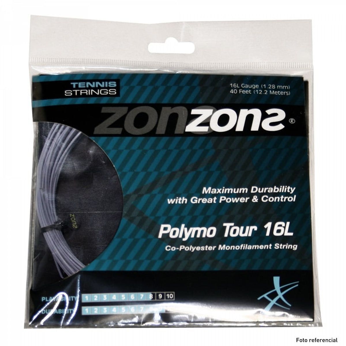 ZONS - CUERDA DE TENIS ZONS POLYMO TOUR 16L/1.28MM SILVER 12 MTS.