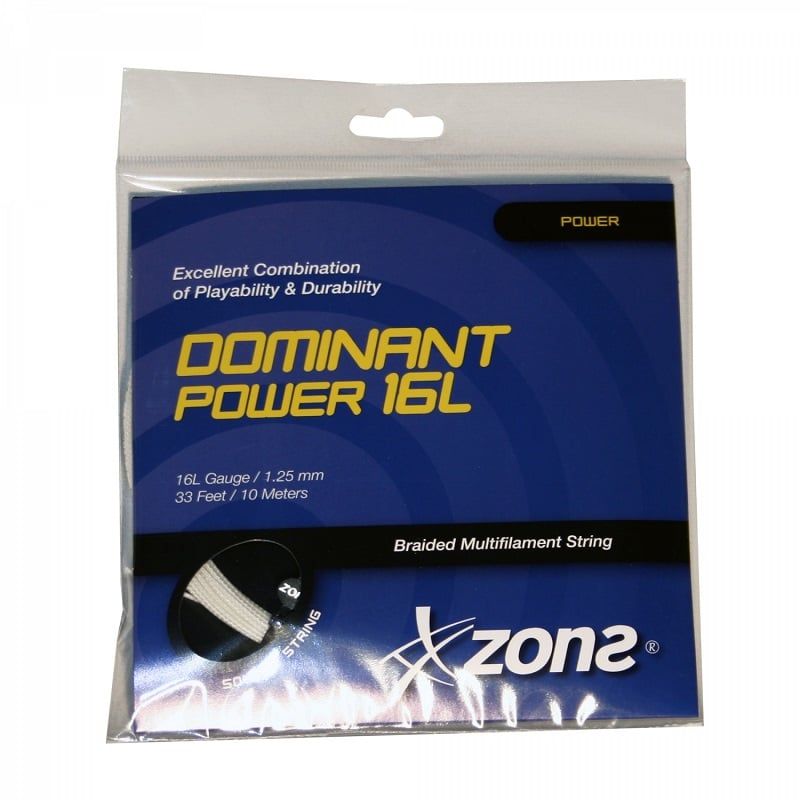 ZONS - CUERDA DE SQUASH ZONS DOMINANT POWER 16L/1.25MM BLANCA 10 MT