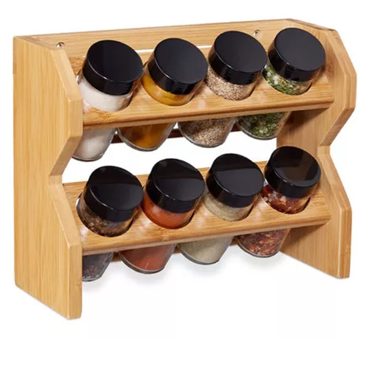 GENERICO - Especiero Condimentos De Madera 8 Frascos Vidrio Simplit