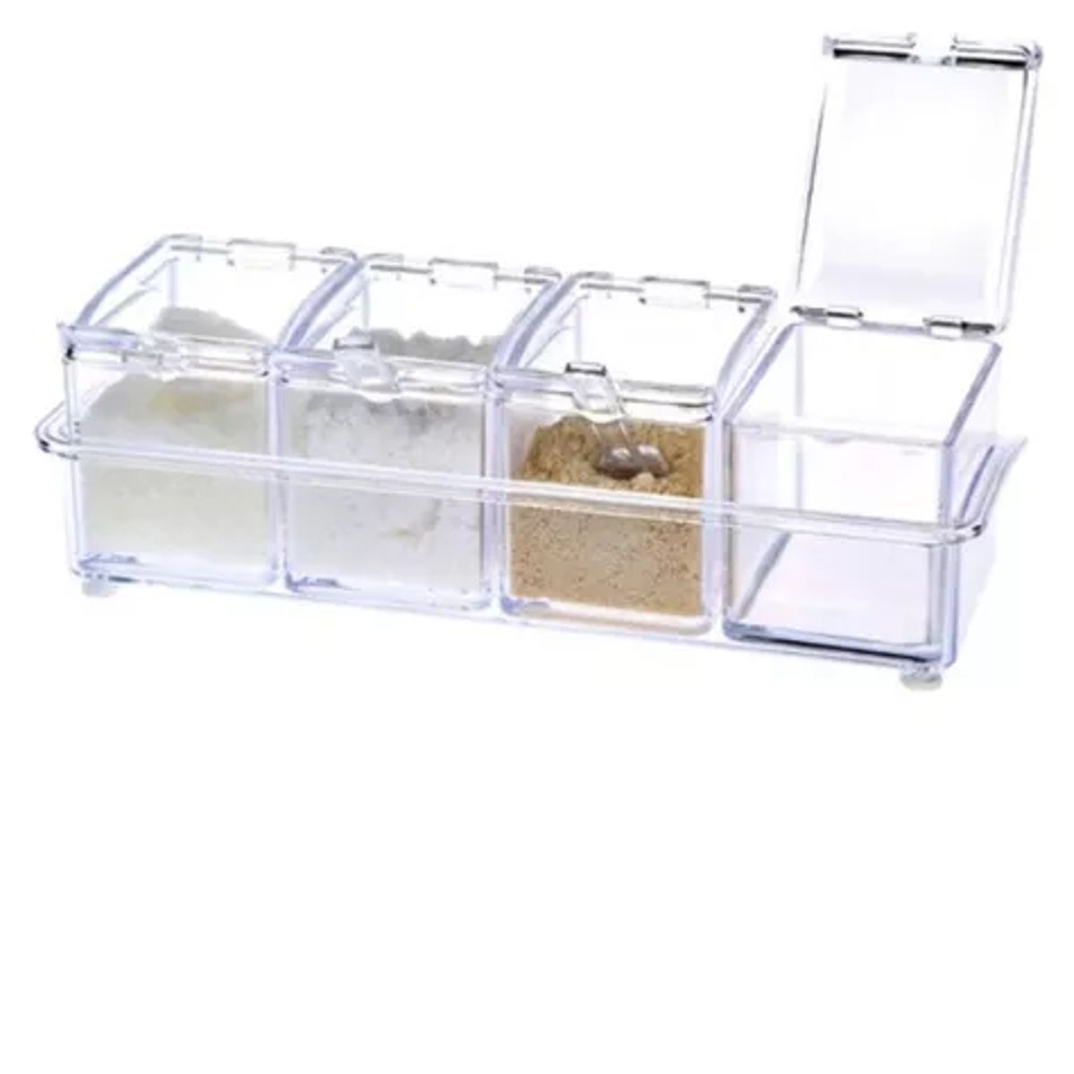 GENERICO - Set 4 Especieros Cuadrados Para Condimentos Con Cucharillas