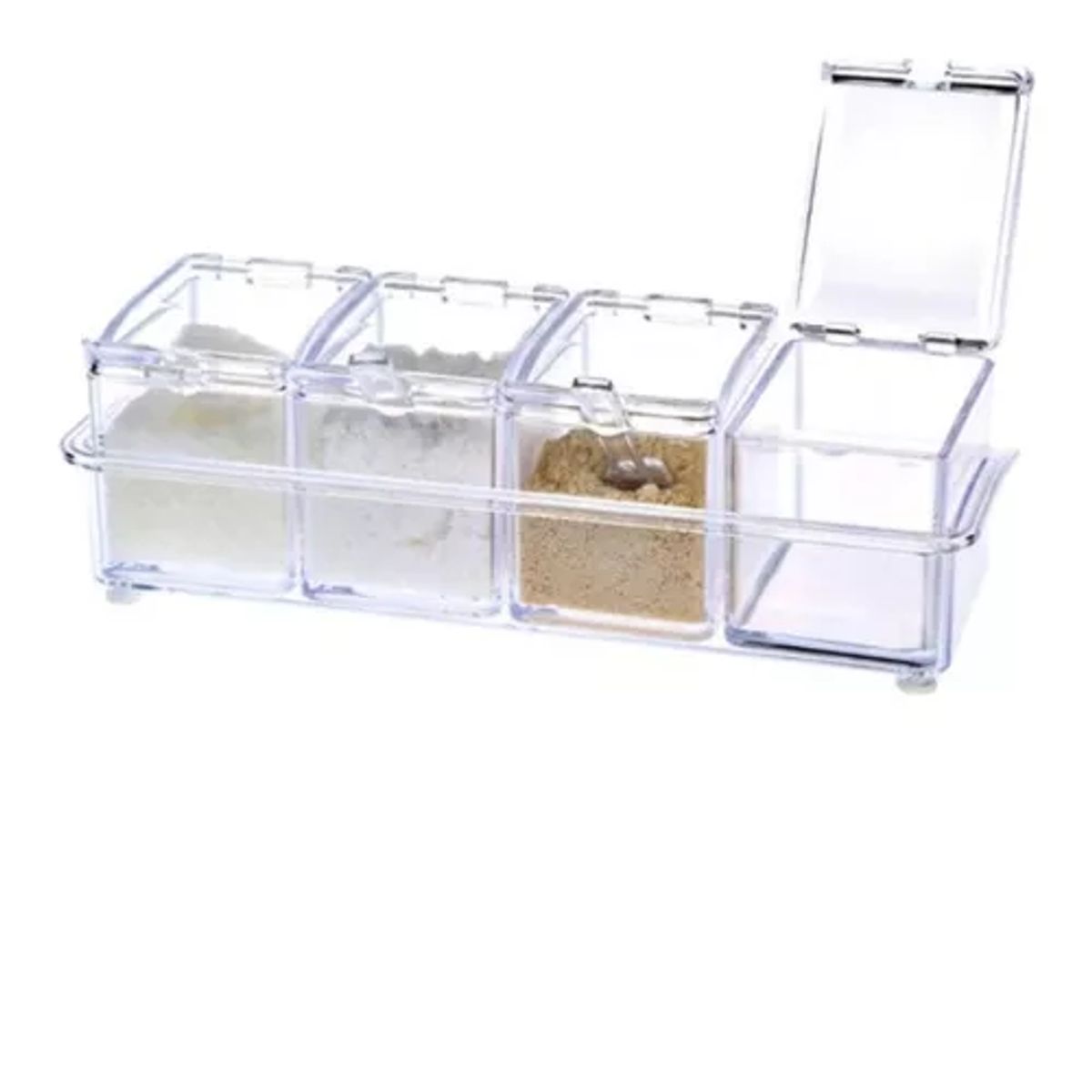 GENERICO - Set 4 Especieros Cuadrados Para Condimentos Con Cucharillas