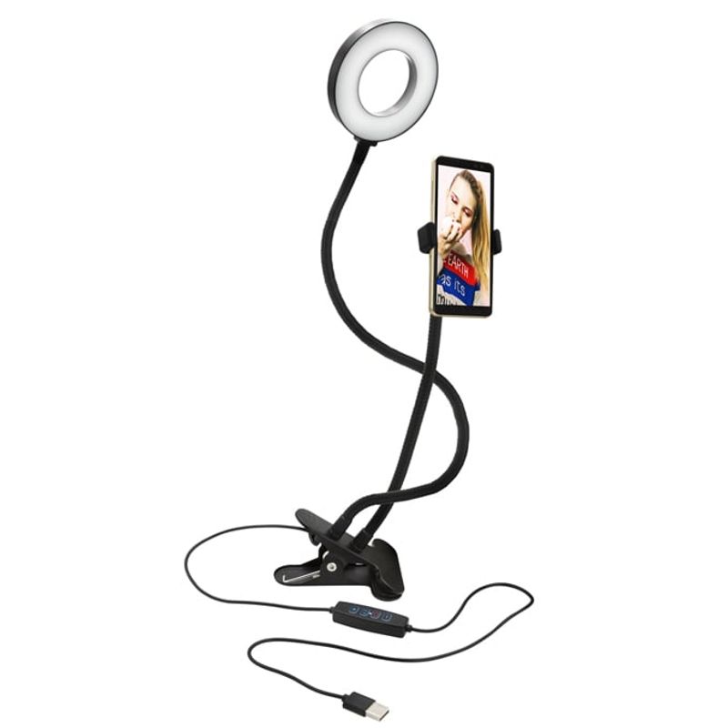 PHILCO - Soporte Tipo Clip Para Smartphone Con Aro De Luz