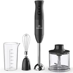 MADEMSA - Minipimer 3 en 1 con 2 velocidades y Tecnología Súper Textura MIB20 Negro