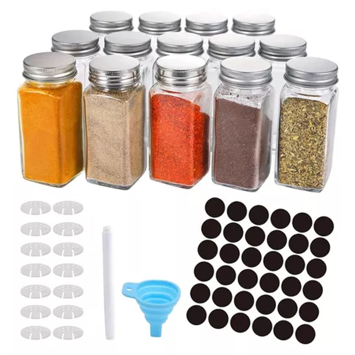 GENERICO - 12 Frascos De Vidrio Especieros Tapa Almacenamiento 120ml