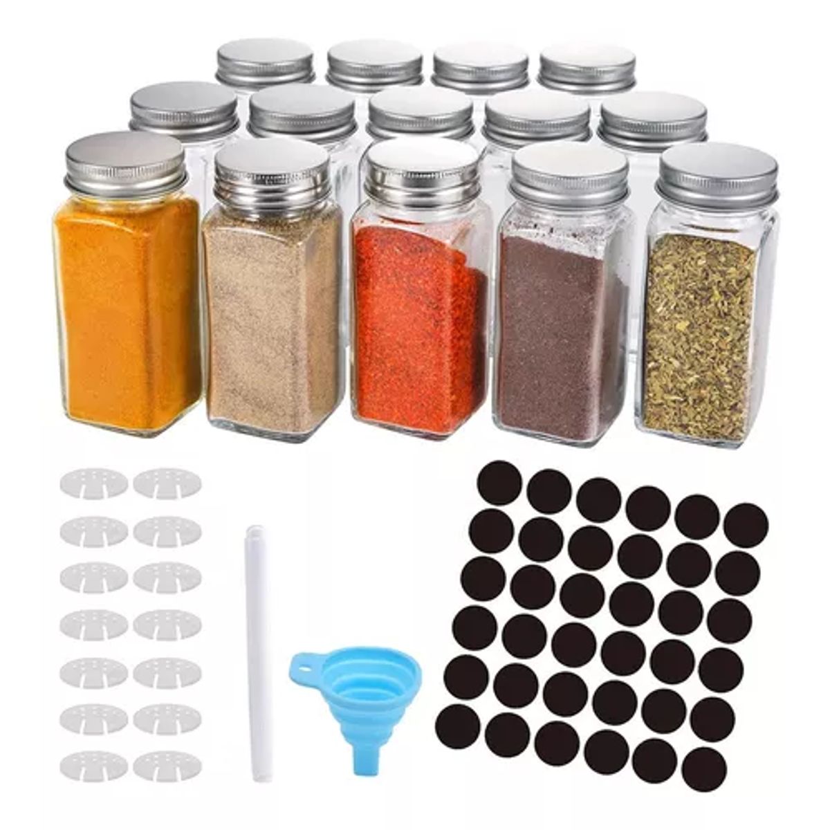 GENERICO - 12 Frascos De Vidrio Especieros Tapa Almacenamiento 120ml