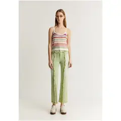 SCALPERS - Jeans Ankle Flare Destalles Desflecados Light Green