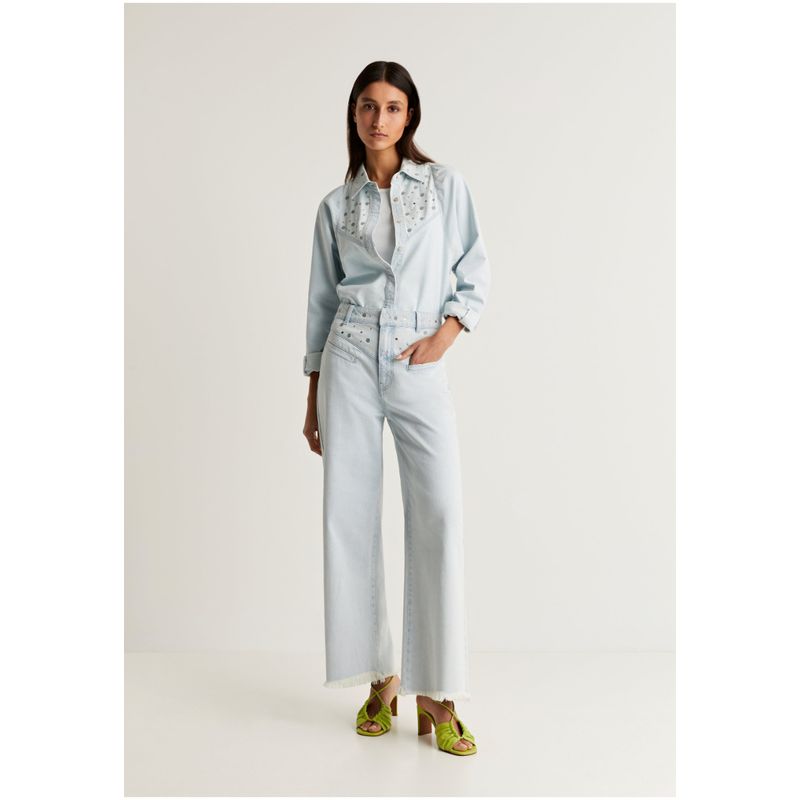 SCALPERS - Jeans Culotte Detalle Tachas Light Indigo