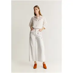 SCALPERS - Jeans Culotte Detalles Bordados White