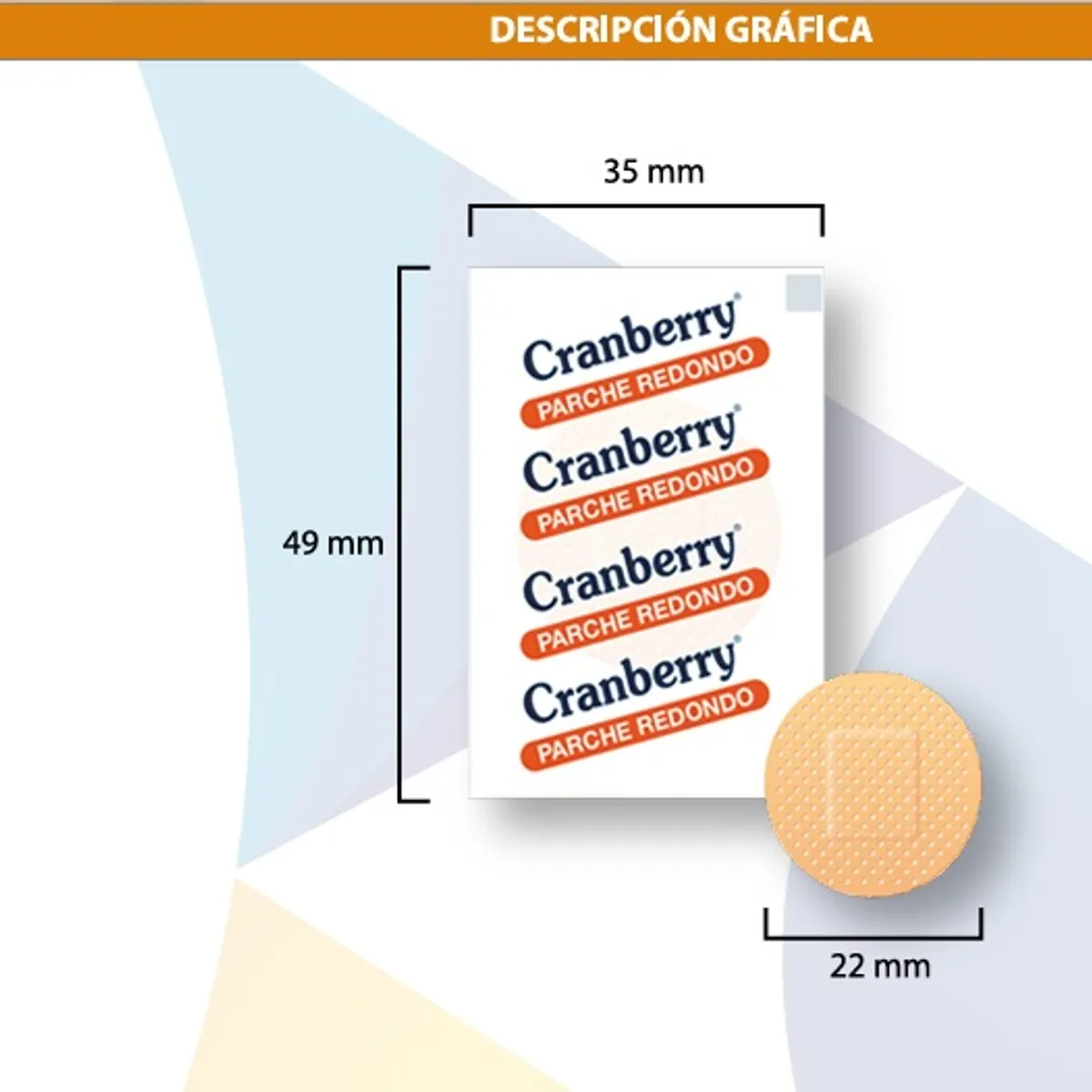 CRANBERRY - Parche curita redondo 22mm x 500 unidades