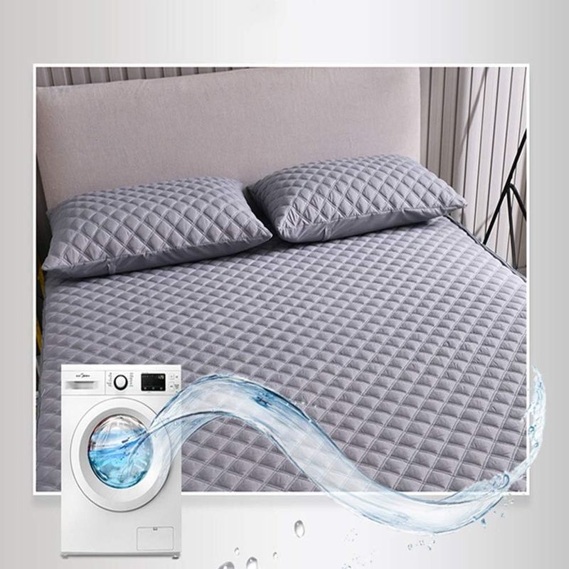 GENERICO - TOPPER IMPERMEABLE O CUBRE COLCHON 1.5 PLAZAS COLOR LISO GRIS CLARO TF