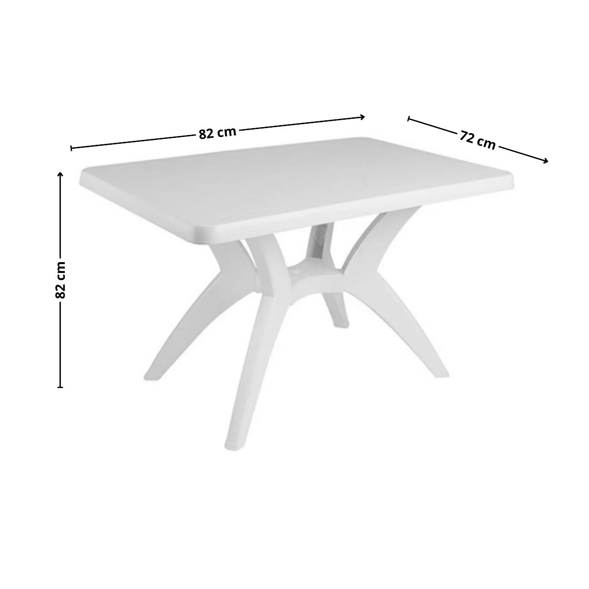 GENERICO - Mesa Plastica Cuadrada Blanca 82x82x70CM Bighouse.
